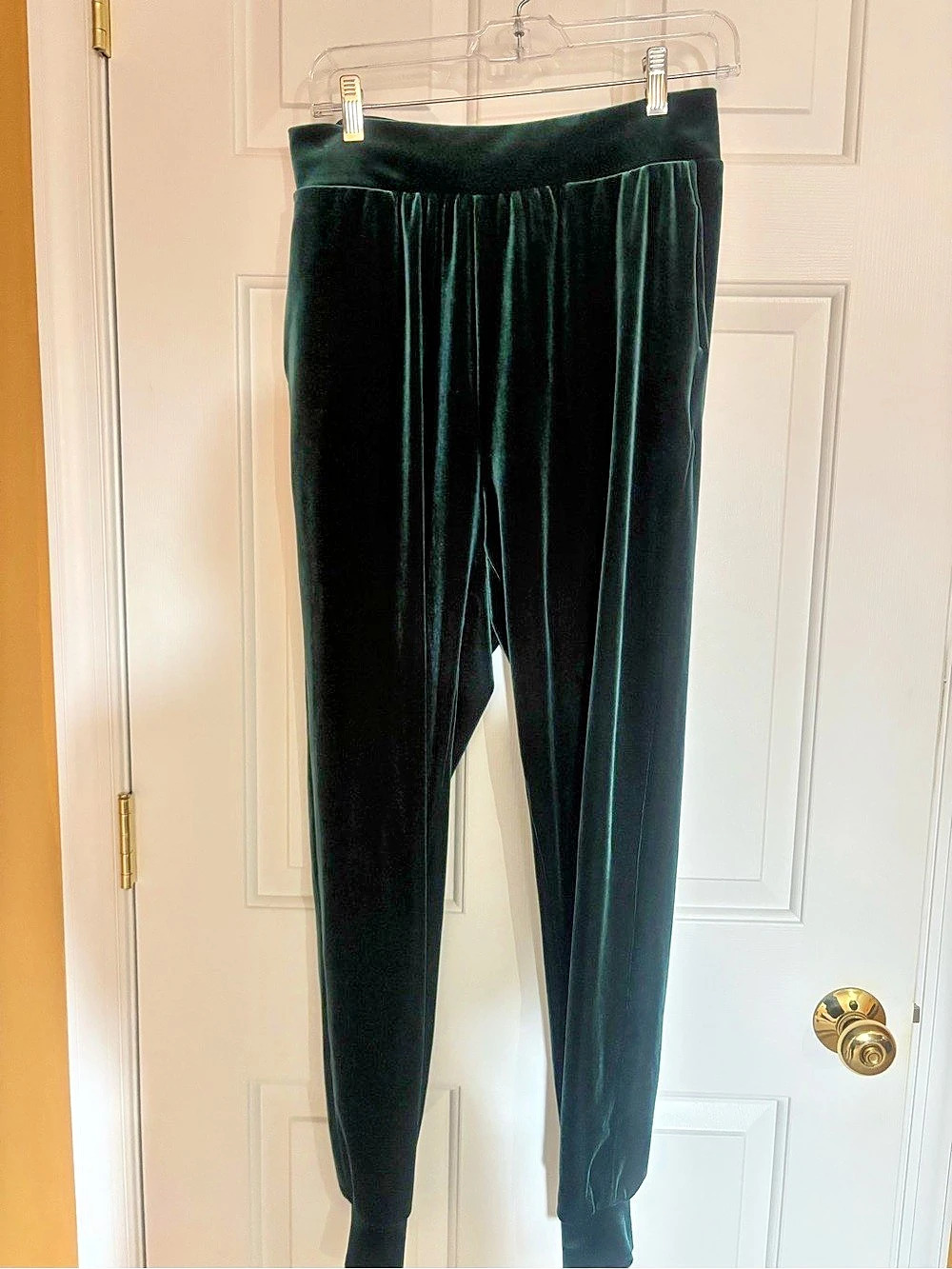 Chiara Boni Leisure Velvet Jogger Pants in Green Like New